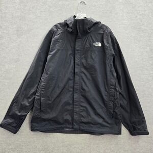 The North Face Men Jacket‎ XL Black Hooded Logo Hyvent DT Pockets Full Zip